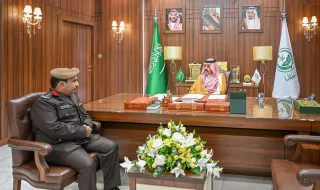 الأمير عبدالعزيز بن سعد ‏يستقبل قائد القوة الخاصة للأمن ‏البيئي بحائل المعين حديثاً